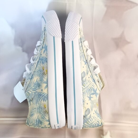 Airwalk Legacee Canvas Floral Sneakers Size 7 NWOB Blue Cream Casual Shoes - Picture 3 of 8